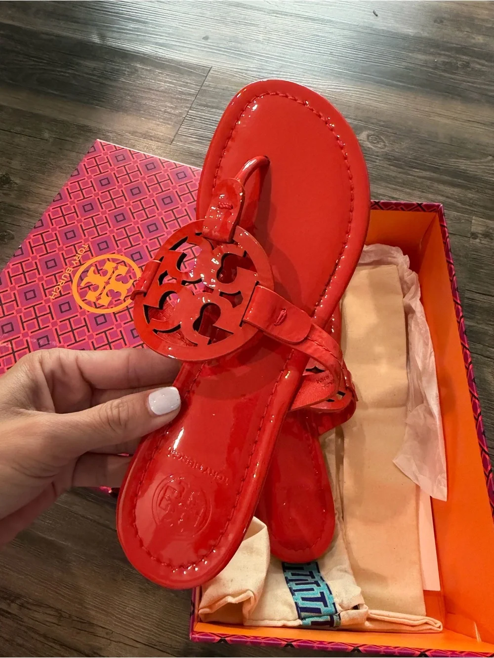 Tory Burch Bright Samba Miller Patent Leather Sandals